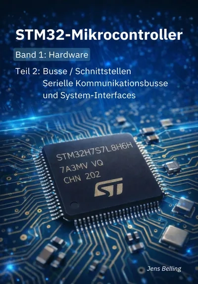 Buchcover „STM32-Mikrocontroller – Band 1: Hardware, Teil 2: Serielle Kommunikationsbusse und System-Interfaces“