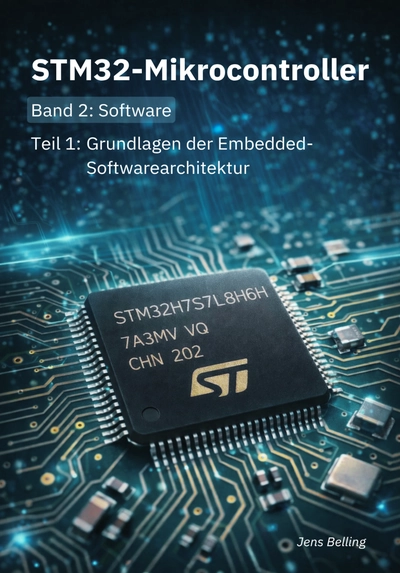 Buchcover „STM32-Mikrocontroller – Band 2: Software, Teil 1: Grundlagen der Embedded-Softwarearchitektur“