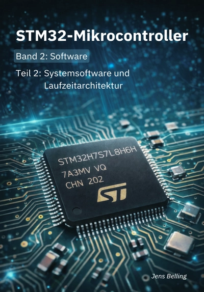 Buchcover „STM32-Mikrocontroller – Band 2: Software, Teil 2: Systemsoftware und Laufzeitarchitektur“